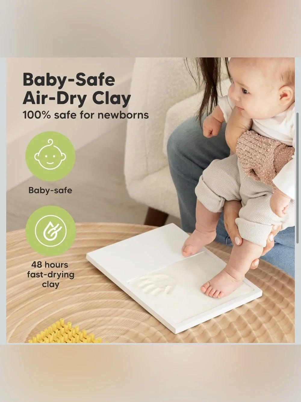 KeaBabies SOLO Baby Handprint & Footprint Keepsake Frame in Ash Wood 11”x8.8”